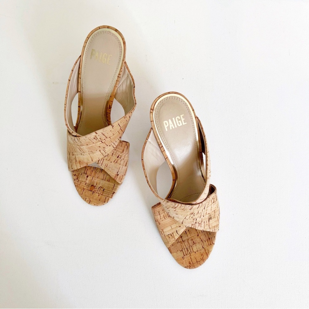 PAIGE Cork High Heel Mules - Picture 3 of 5
